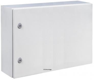 Stahlblech Schaltschrank 500x700x200 mm HBT 1-türig IP66 mit verzinkter Metall-Montageplatte und Erdungsband